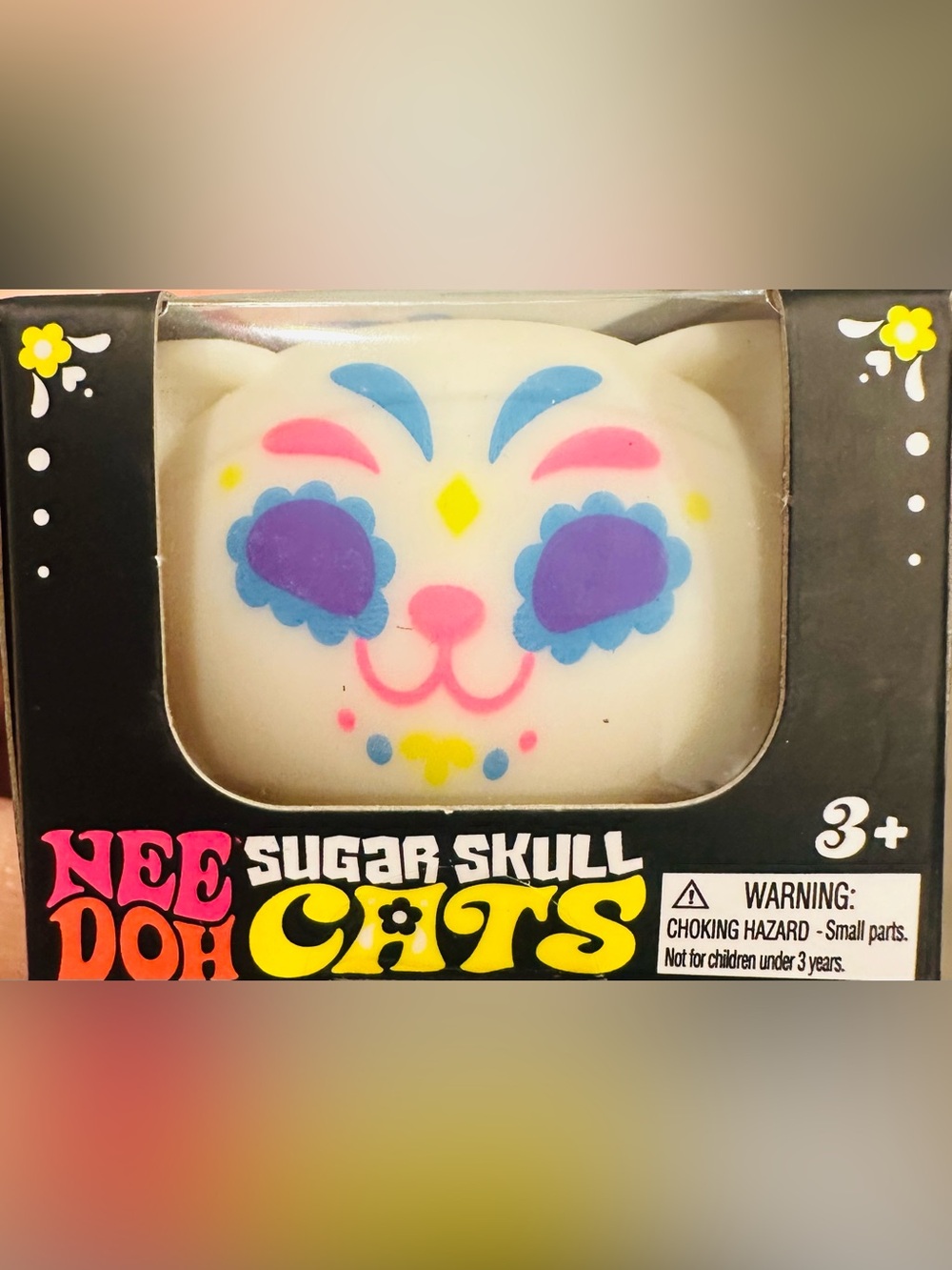 NeeDoh Sugar Skull Cats White Squeeze Toy - Decorative Stress Reliever - Picture 2 of 4